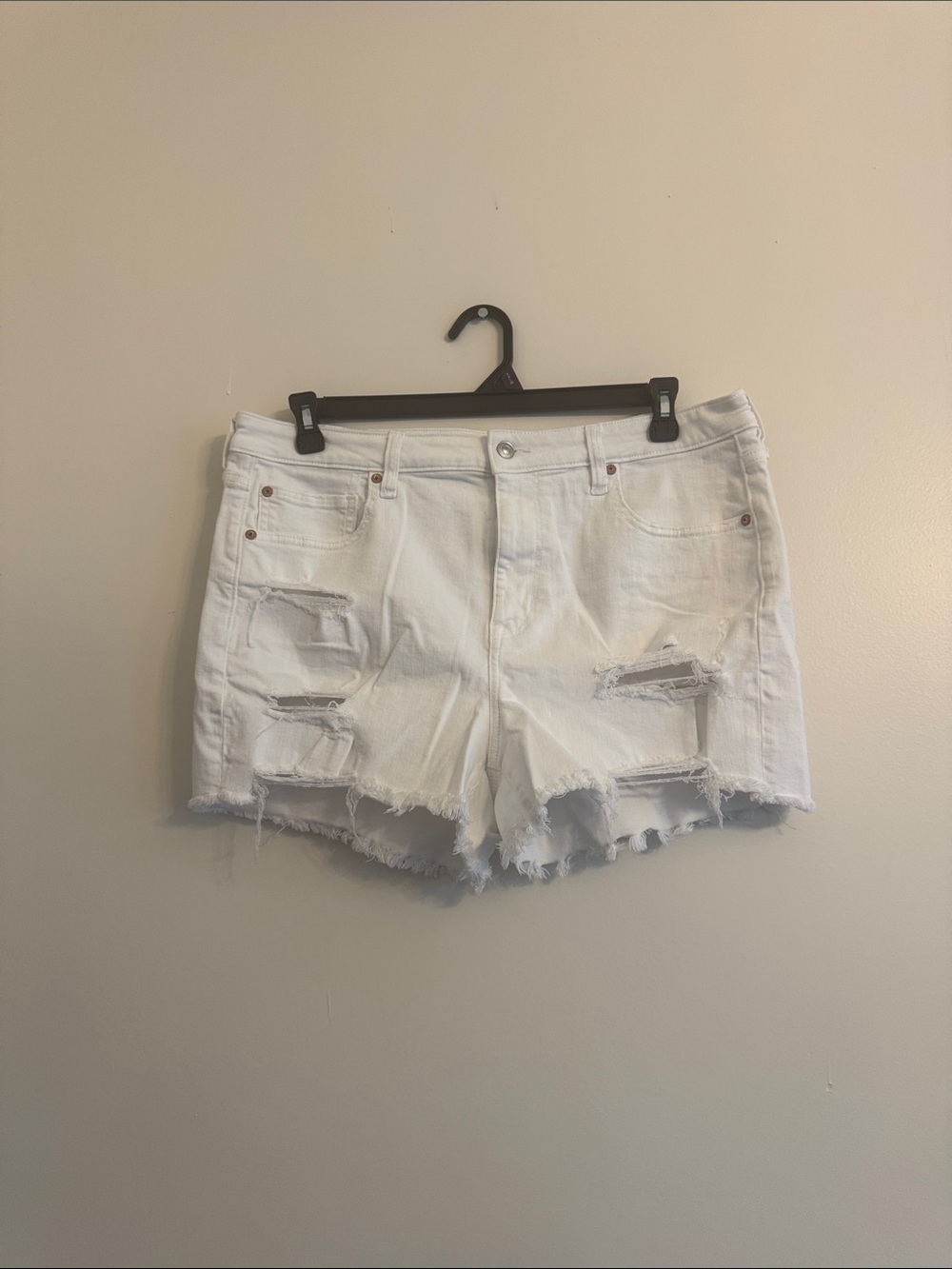 American Eagle Outfitters White Distressed Denim Cutoff Shorts